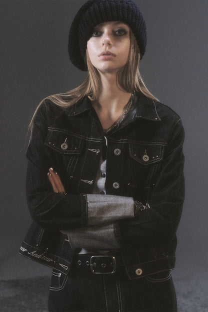 Silver Embroidered Denim Jacket