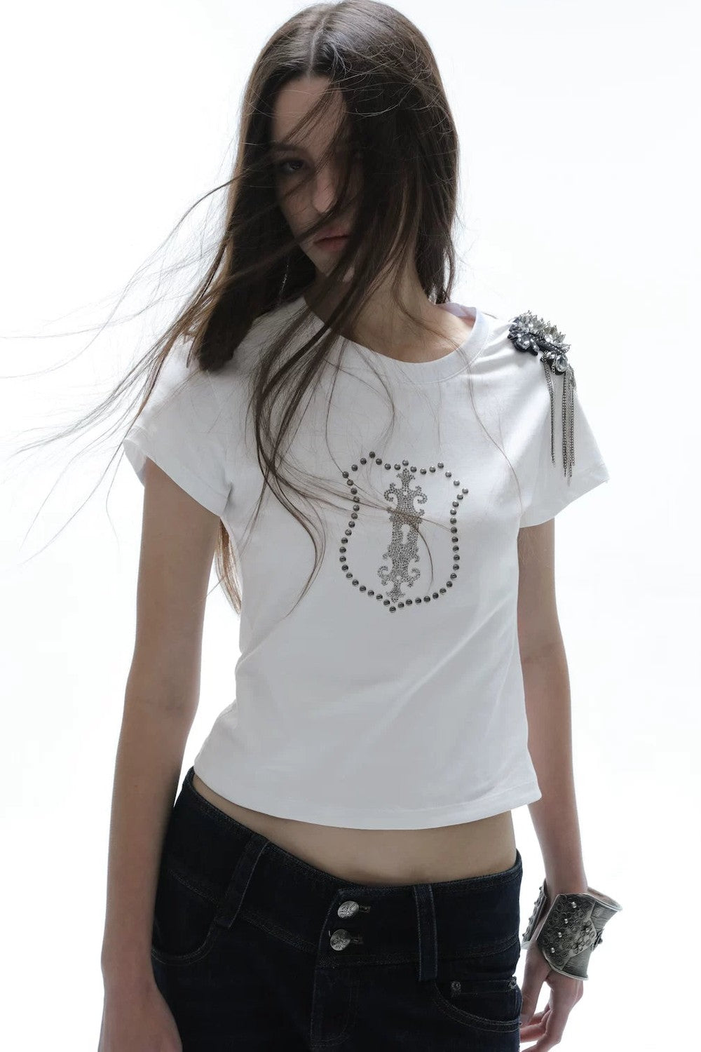 Y2K Rhinestone Cropped T-Shirt