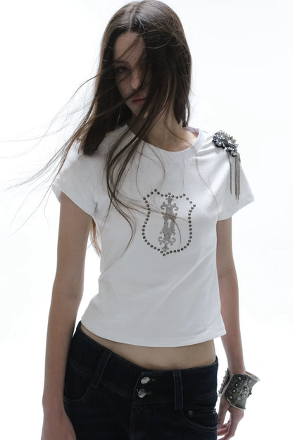 Y2K Rhinestone Cropped T-Shirt