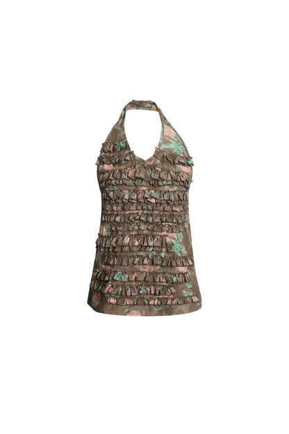 Layered Ruffle Halter Top