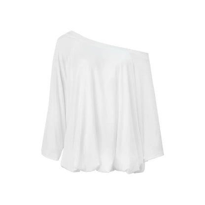 Blusa floreale con maniche a sbuffo e spalle scoperte