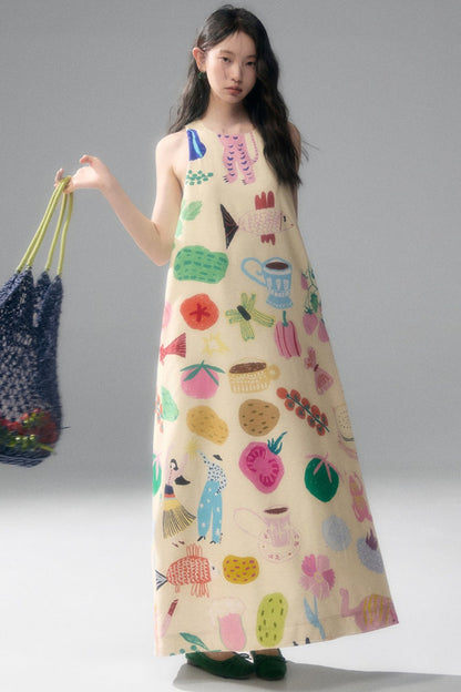 Qianshan Hand-Painted Tank Dress