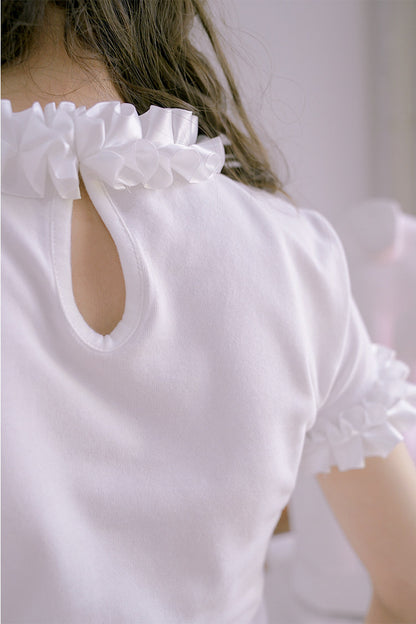 Doll Collar Butterfly Print Lace T-Shirt