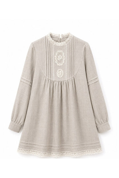 Tencel Linen Lace Applique Doll Dress