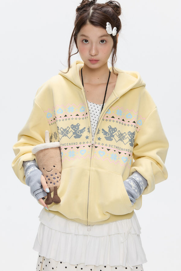 Yellow Bear Fair Isle Hoodie