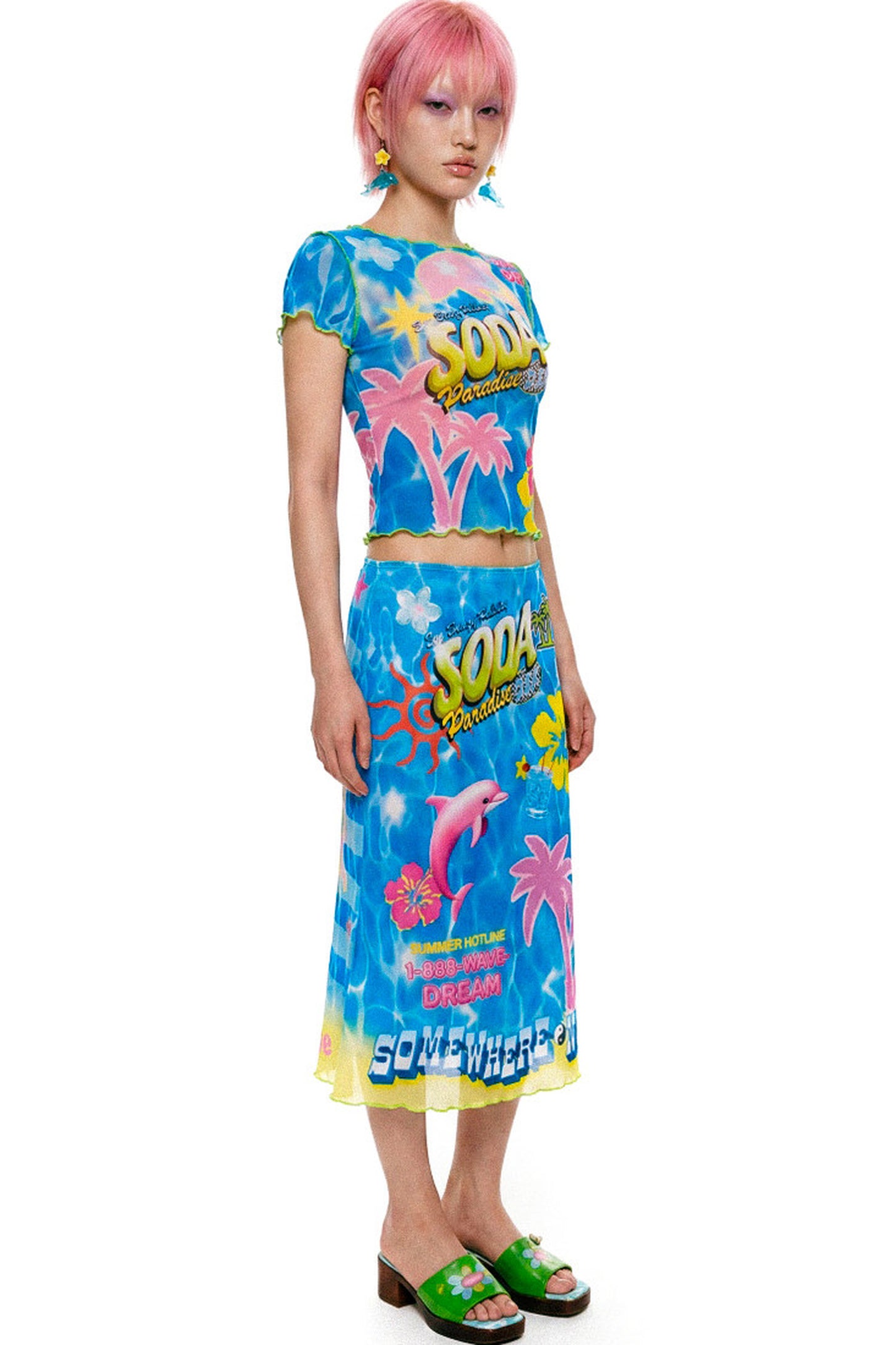 Dopamine Mesh Fishtail Skirt Set-Up