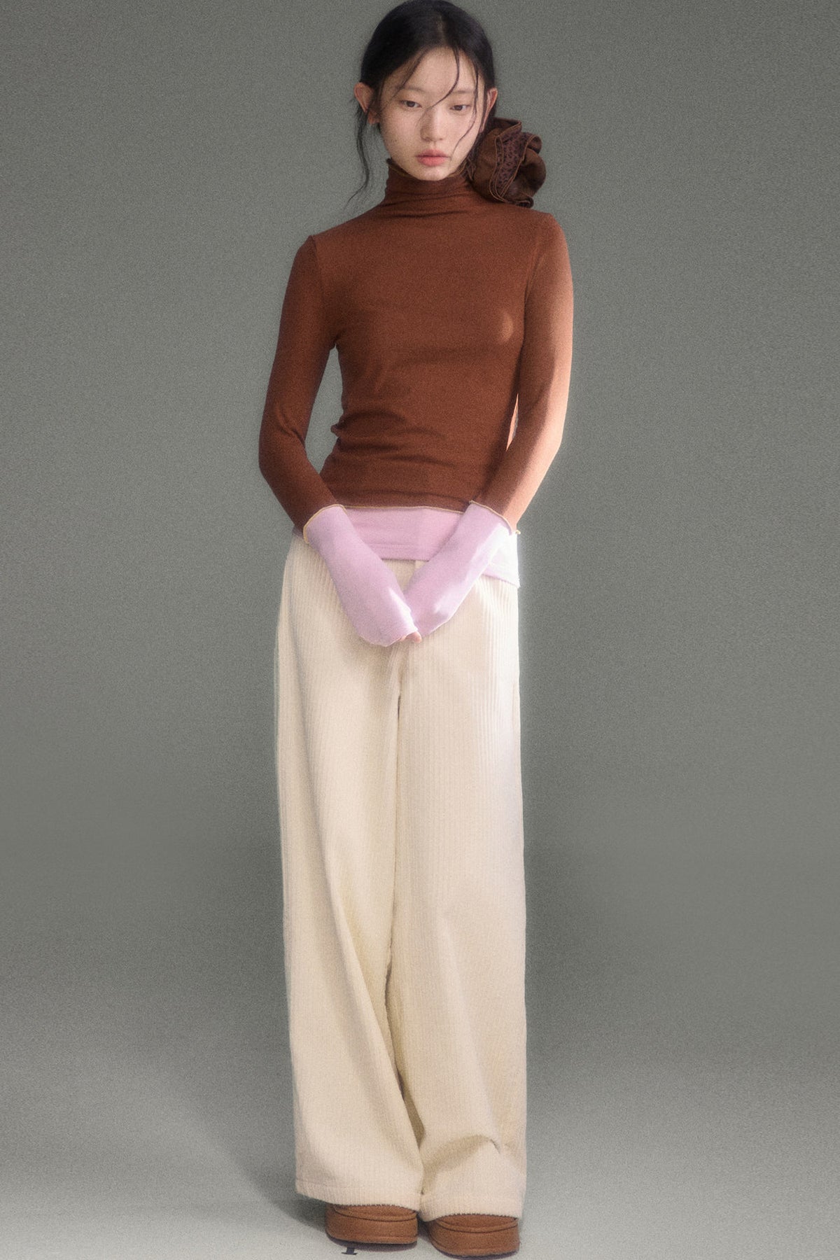 Wool Blend Color-Block Knit Top