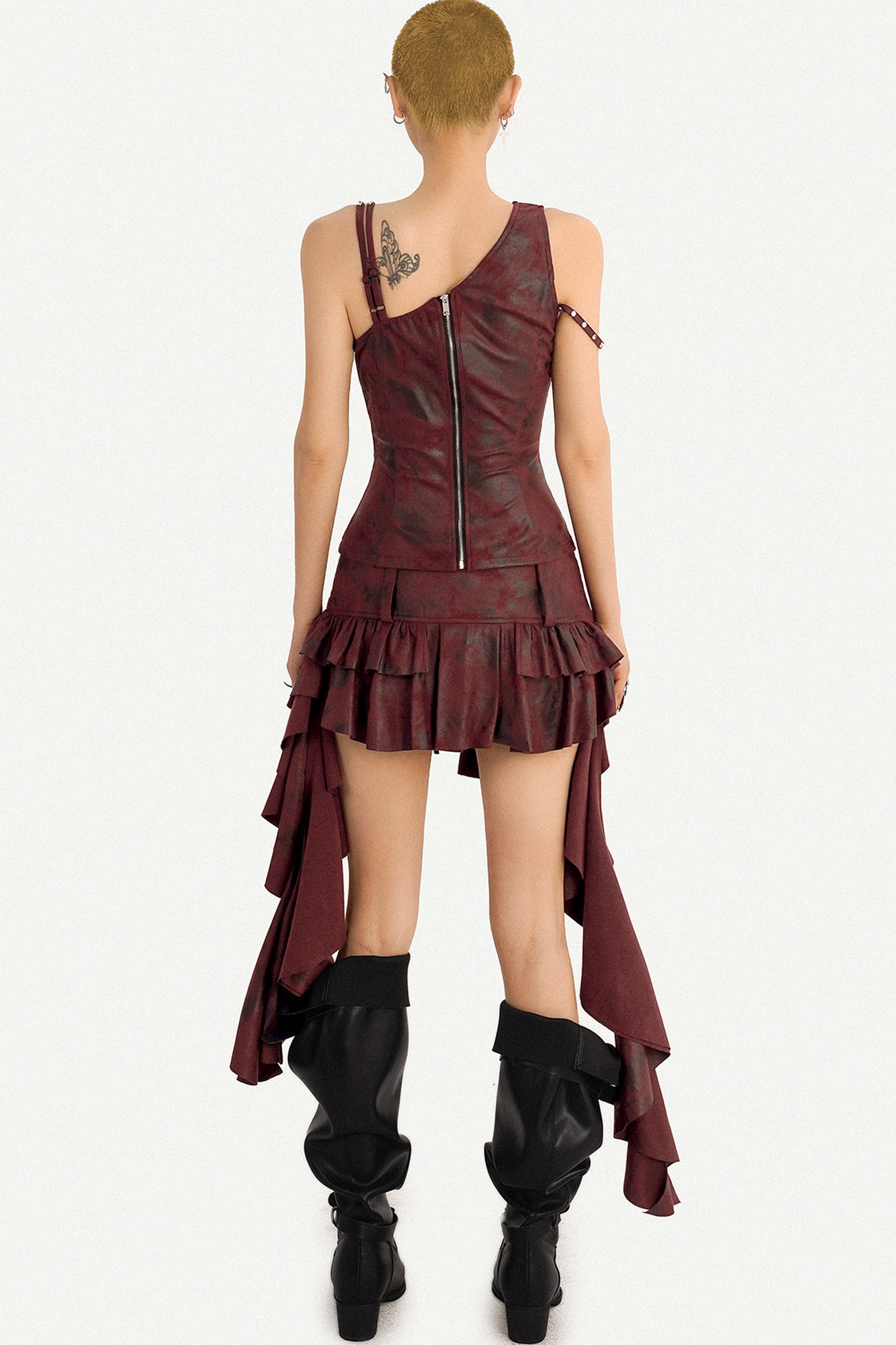 Retro Strappy Tank Top Skirt Set