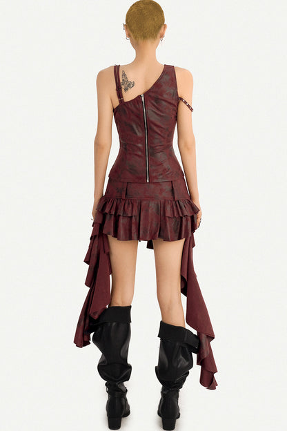 Retro Strappy Tank Top Skirt Set