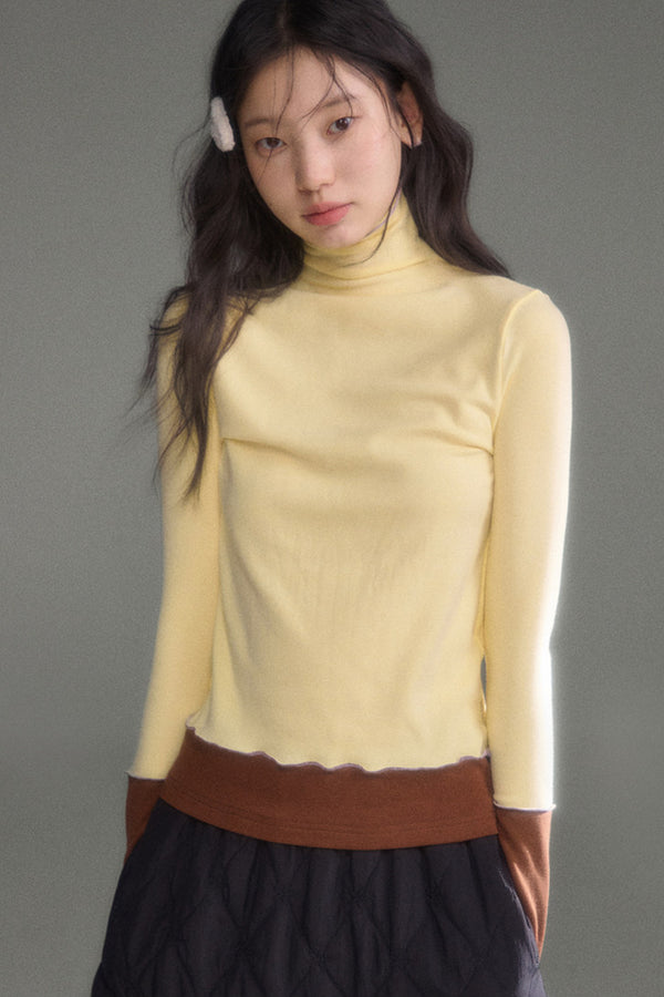 Wool Blend Color-Block Knit Top