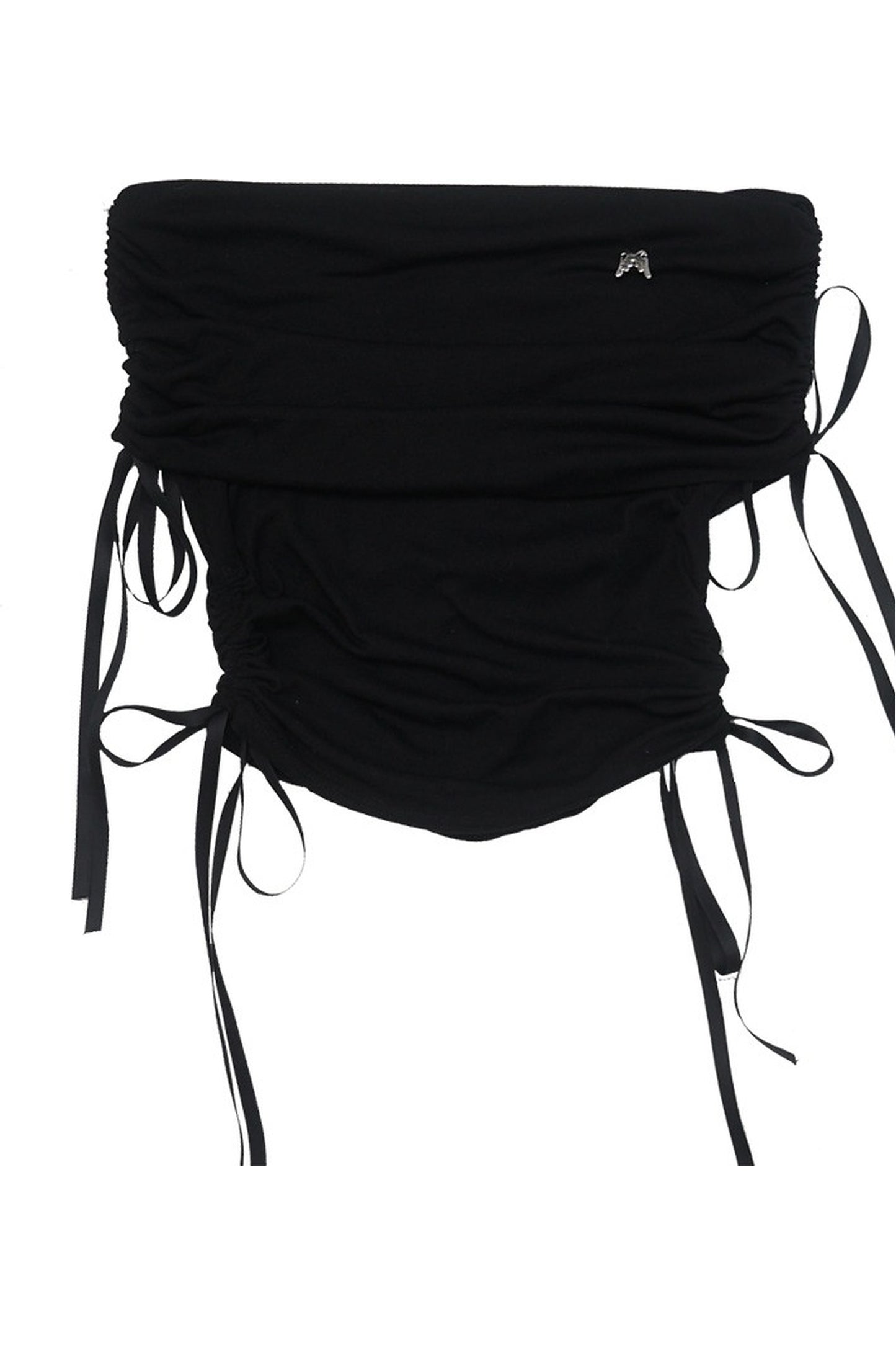 Top con spalle scoperte, volant e fiocco