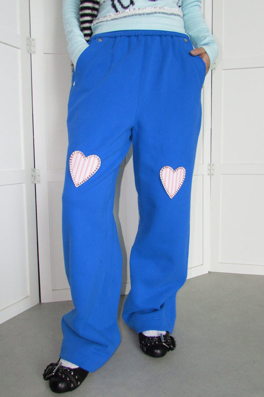 Heart Patch Wide Leg Sweatpants