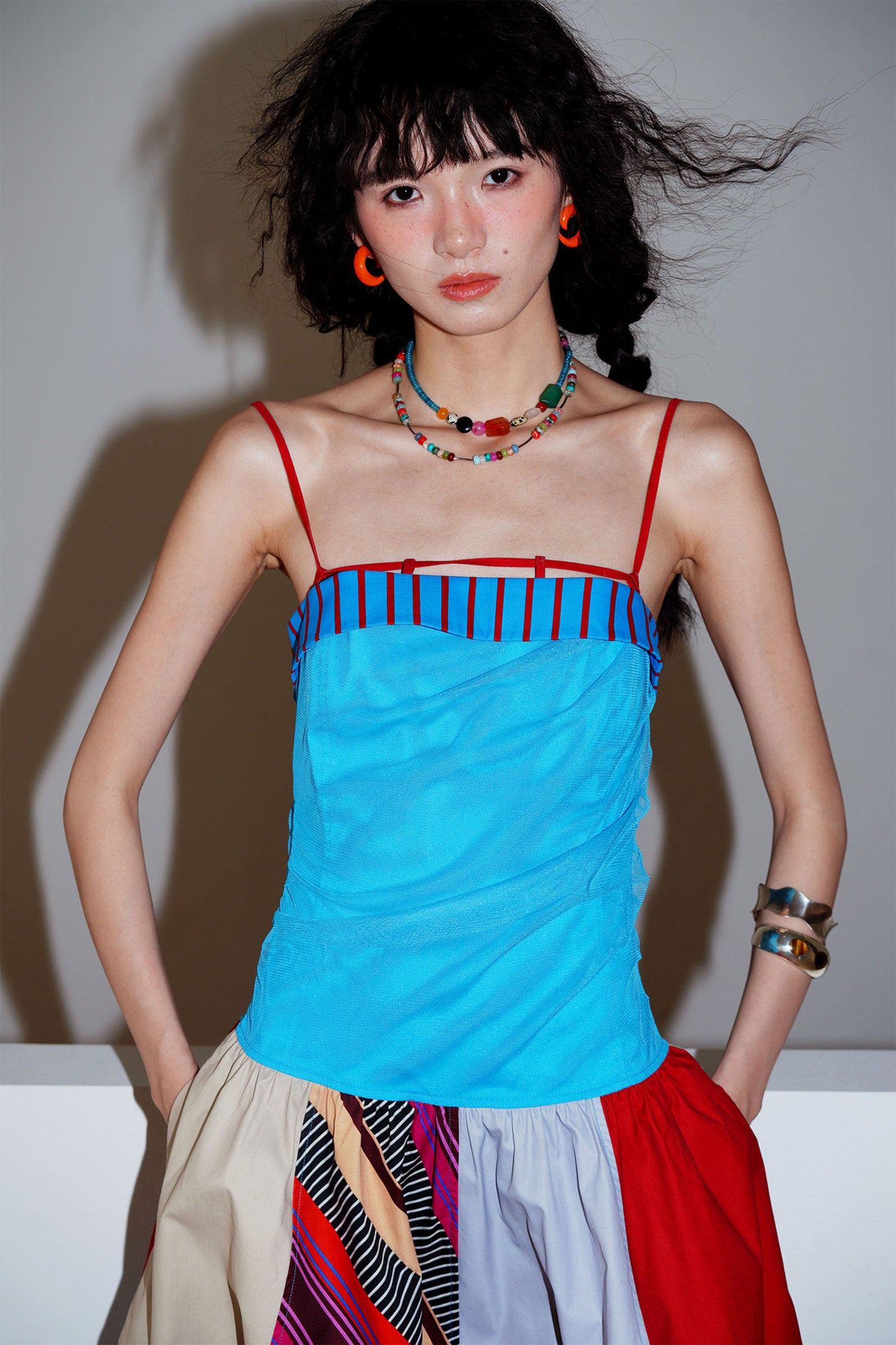 Patchwork Pleated Balloon Dress