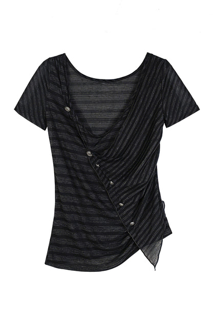 Asymmetrical Striped Knit Top