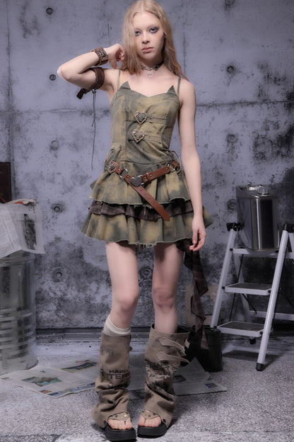 Multi-Layered Ruffled Suspender Dress