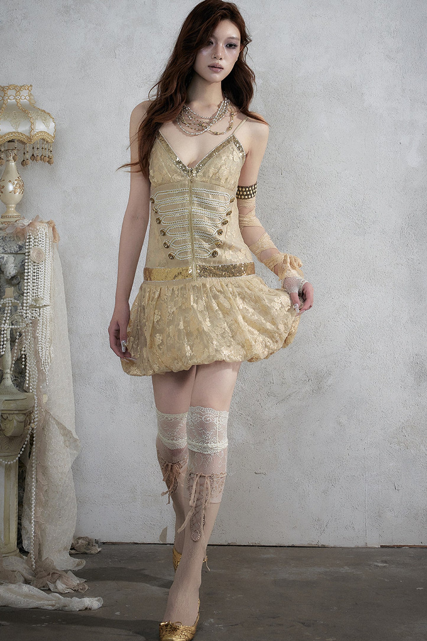 Retro Jacquard Sequin Dress