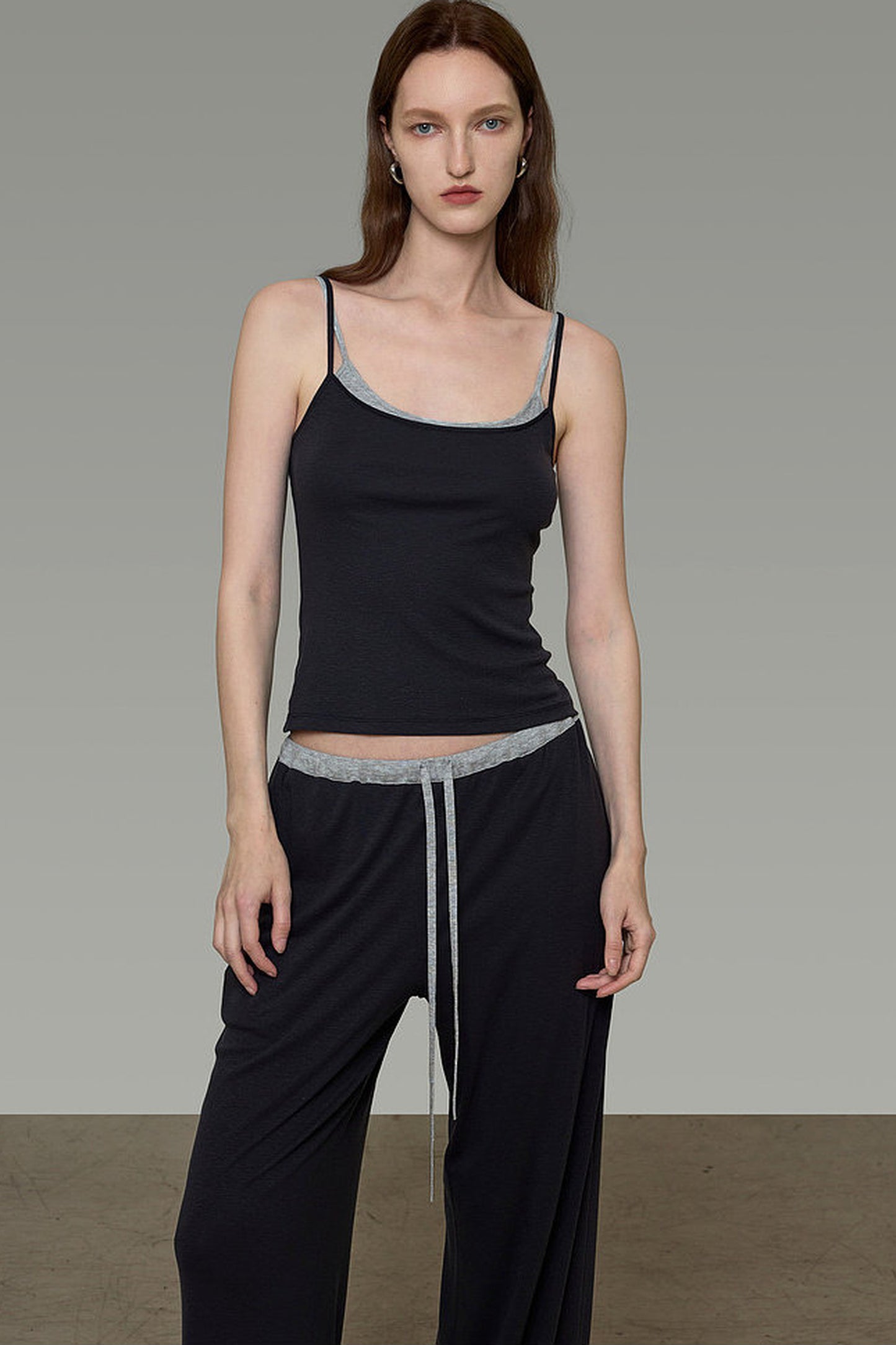Color-Blocked Knit Camisole and Pants Set-Up
