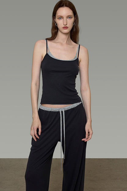 Color-Blocked Knit Camisole and Pants Set-Up