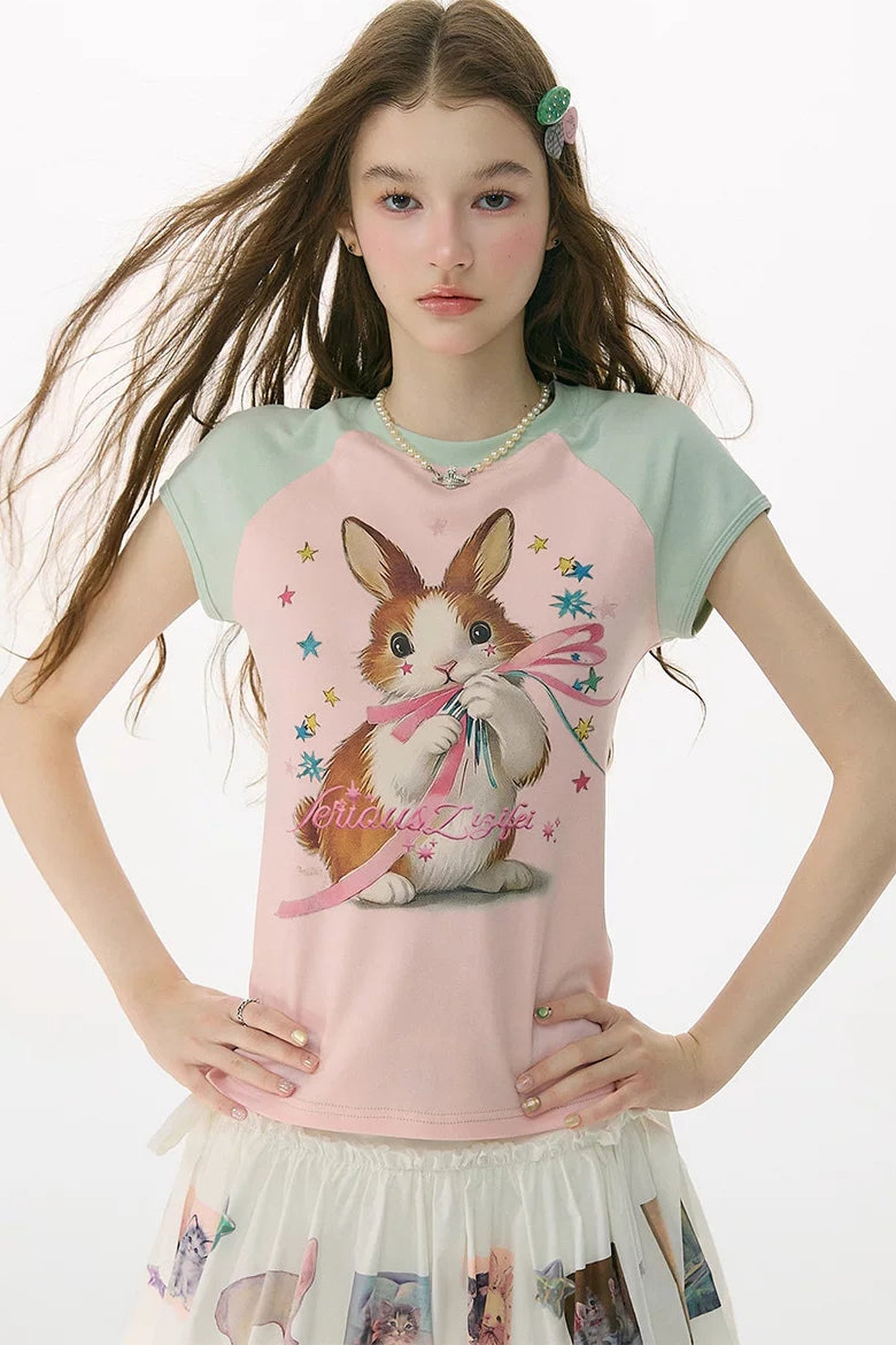 Retro Rabbit Print Top