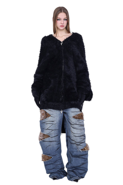 Reversible Mink Fur Hooded Gloves Jacket