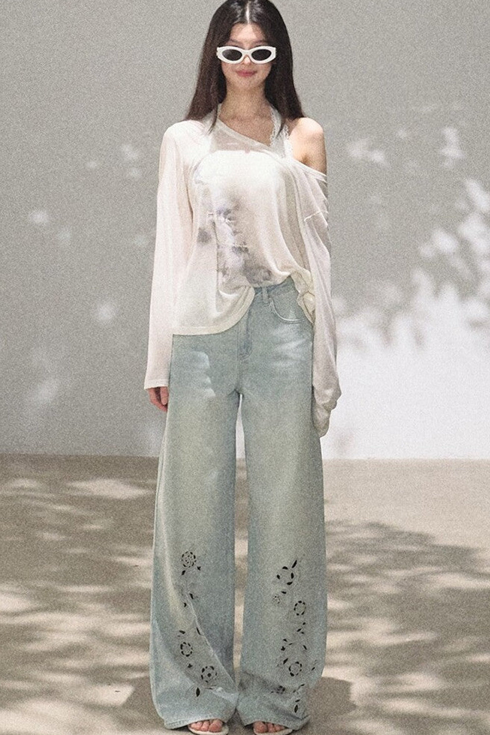 Asymmetrical Off-Shoulder Wool Modal Top
