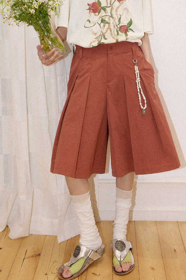 Mid-Length A-Line Pleated Skirt Pants