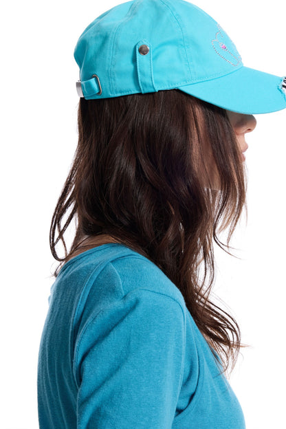 Frayed Buckle Rhinestone Duckbill Cap