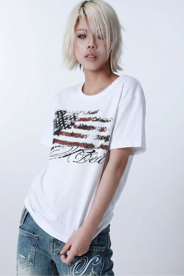 Distressed Star Flag Short Sleeve T-Shirt