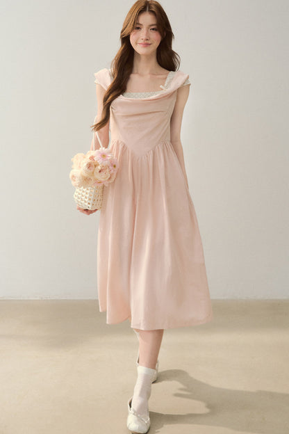 Robe évasée à col en lyocell à carreaux