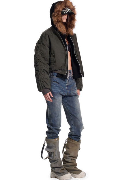 Leichte Punkjacke mit abnehmbarer Kapuze