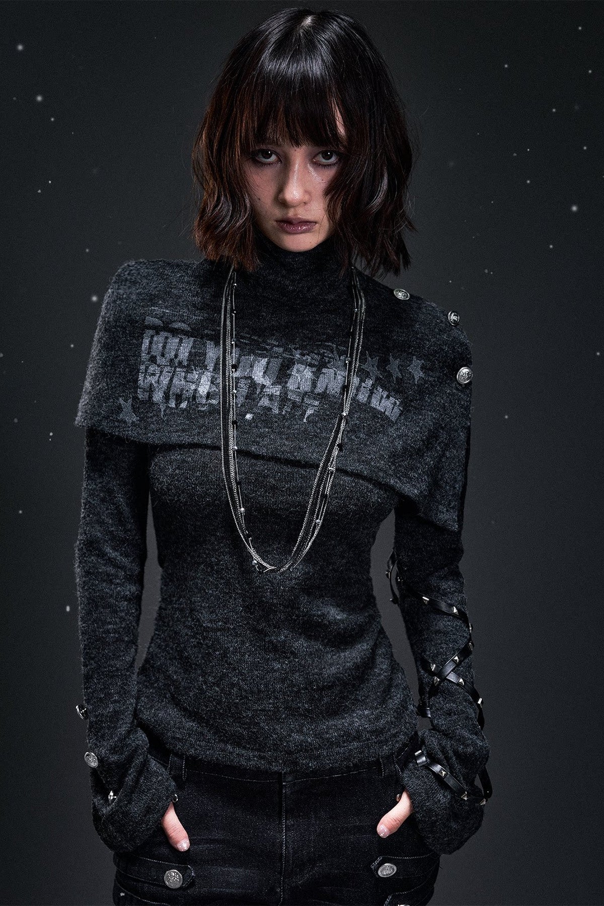 Punk Cape Shawl Knit Top