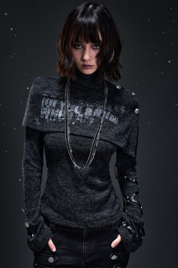 Punk Cape Shawl Knit Top