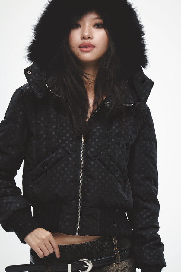 Short Fur Hooded Down Jacket