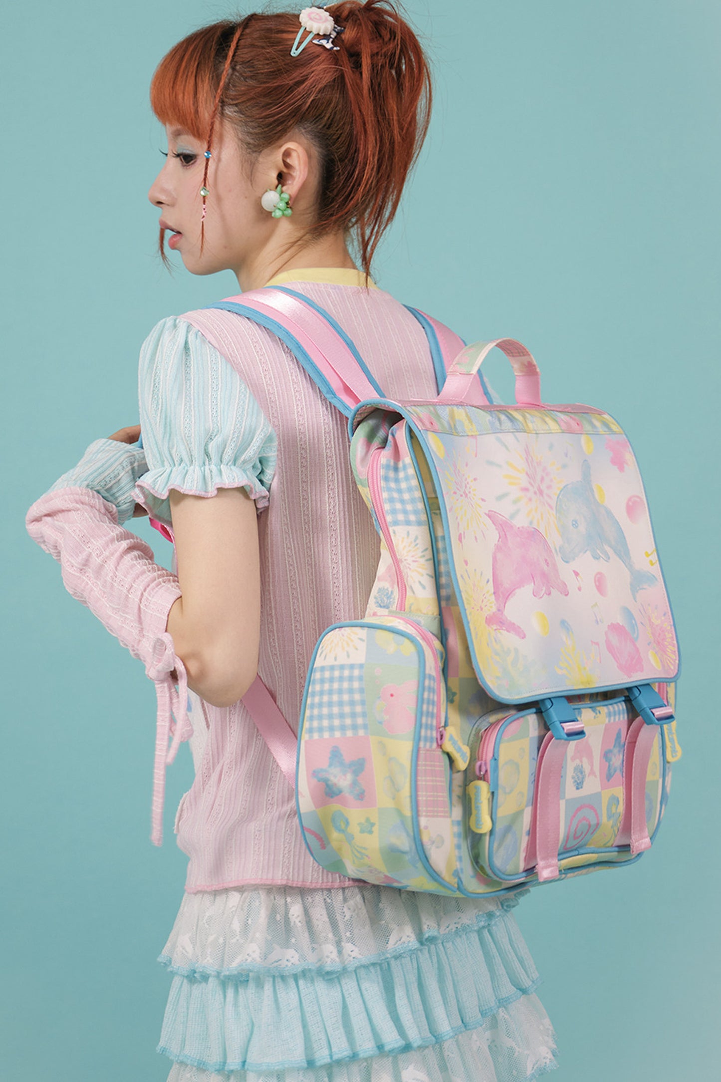 Large Capacity Dolphin Print Backpack