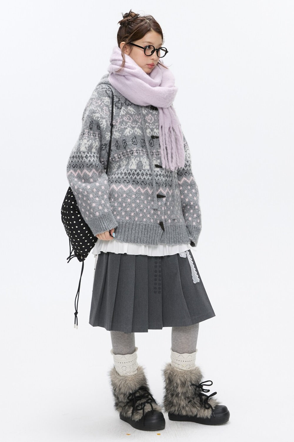 Fair Isle Duffle Button Cardigan