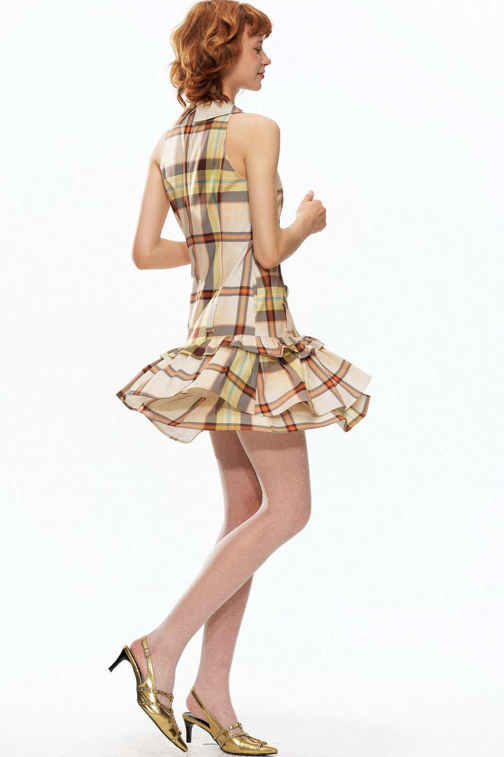 Plaid Raglan Vest Dress