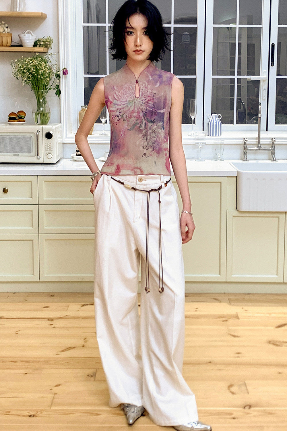 Lyocell Linen Beaded Pants