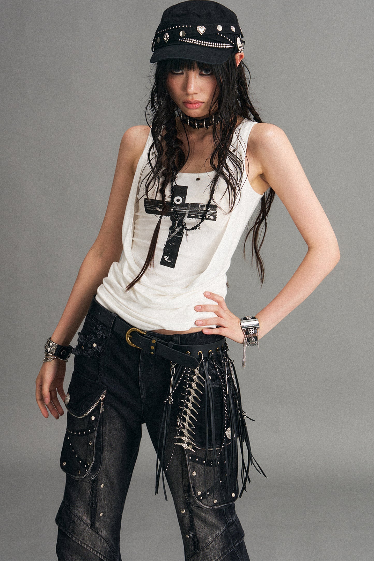 gilet street punk con croce