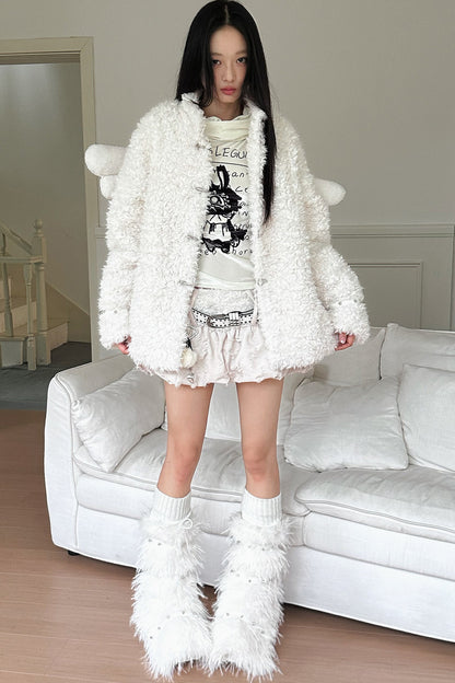 Detachable Angel Wings Furry Coat