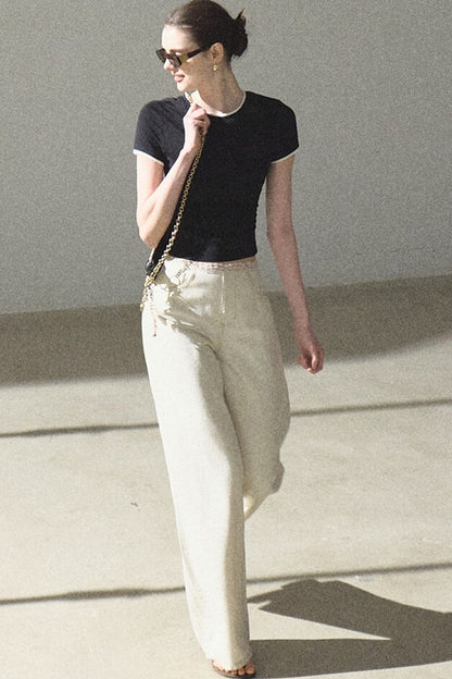 Color-Block Embroidered Summer Top