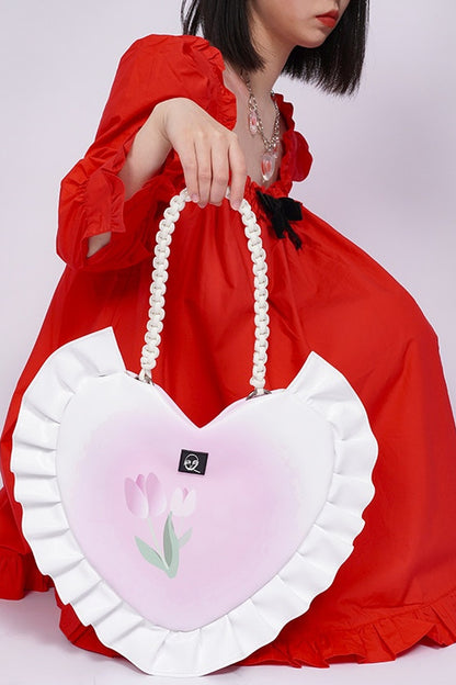 Tulip Heart Woven Crossbody Bag