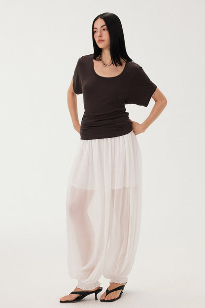 Diddimodau Ruched Waist Knit Blouse