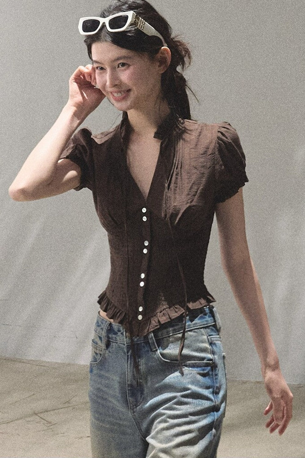 Vintage Hand-Painted Wide Leg Jeans Set