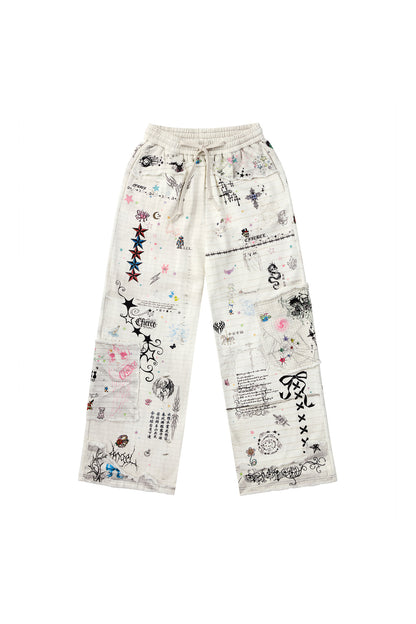 Torn Manuscript Fragmented Sweatpants