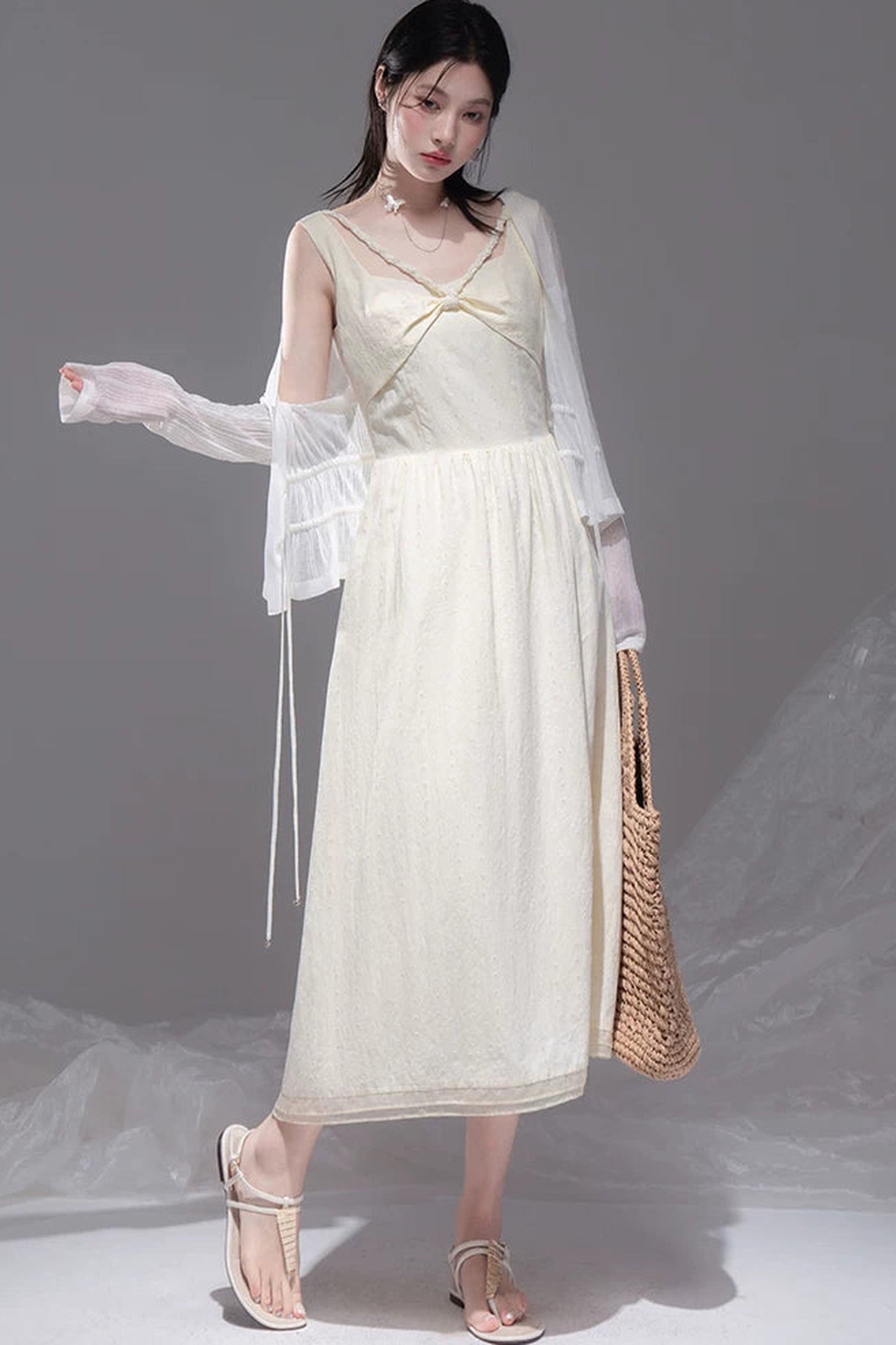 Sunlit Apricot Textured Tank Dress
