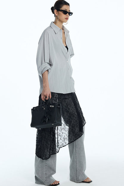 Sheer White Lace Side Ruffle Skirt