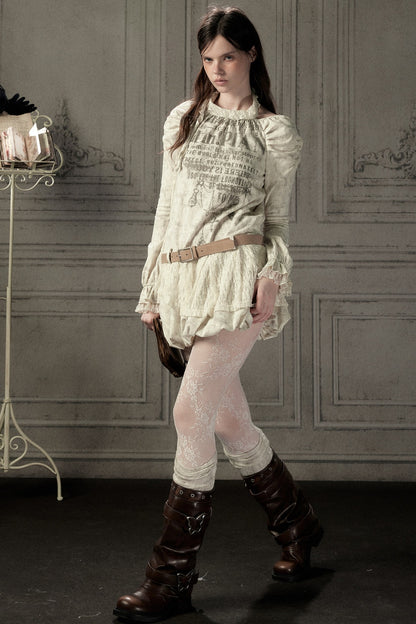 Beige Long Sleeve Halter Dress