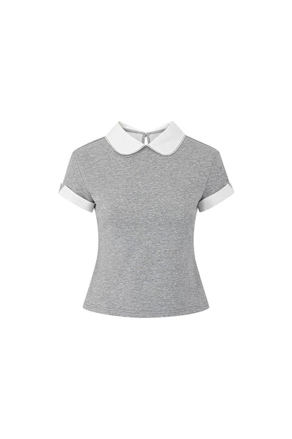 Contrast Collar Knit Top