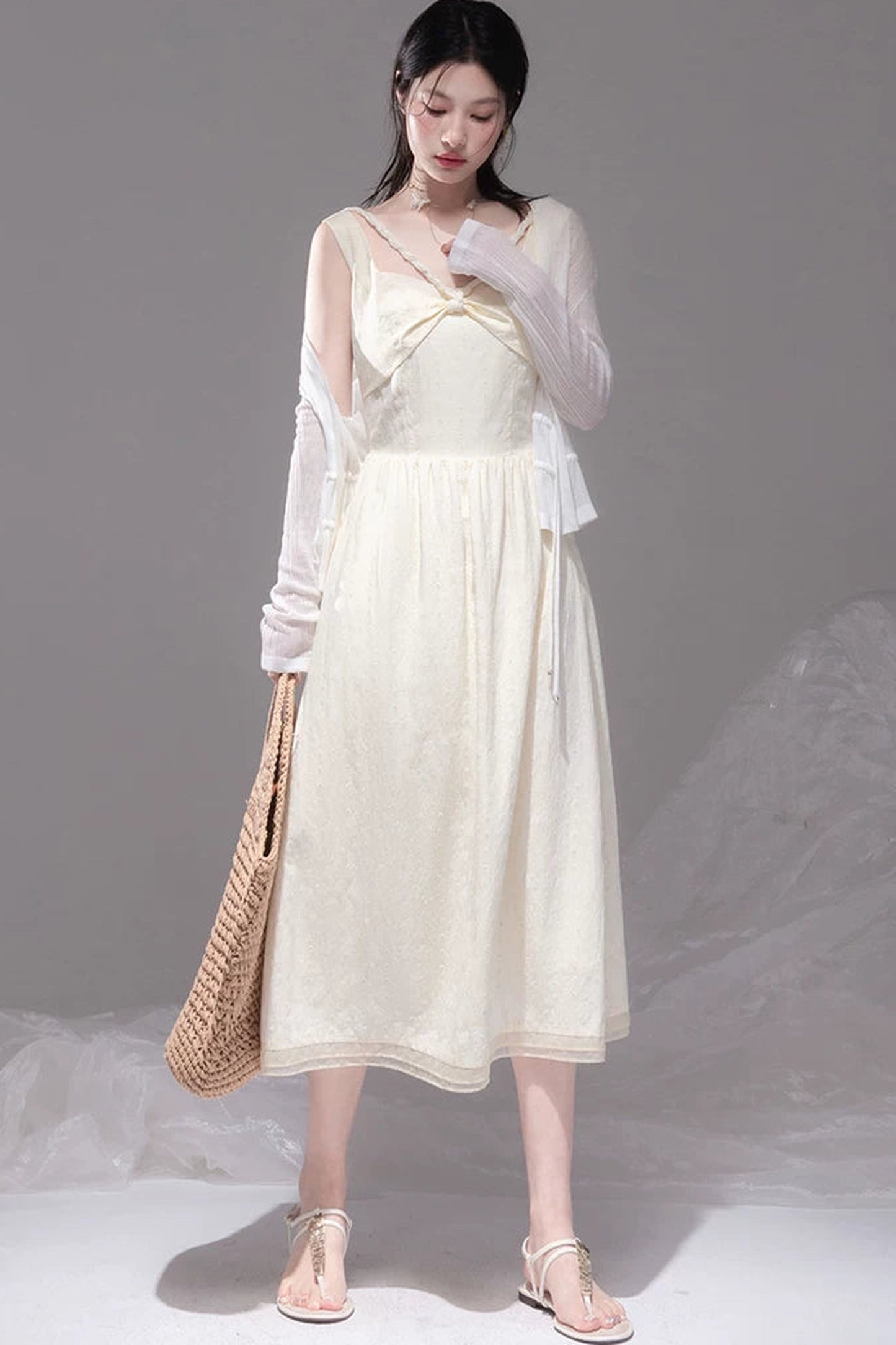 Sunlit Apricot Textured Tank Dress