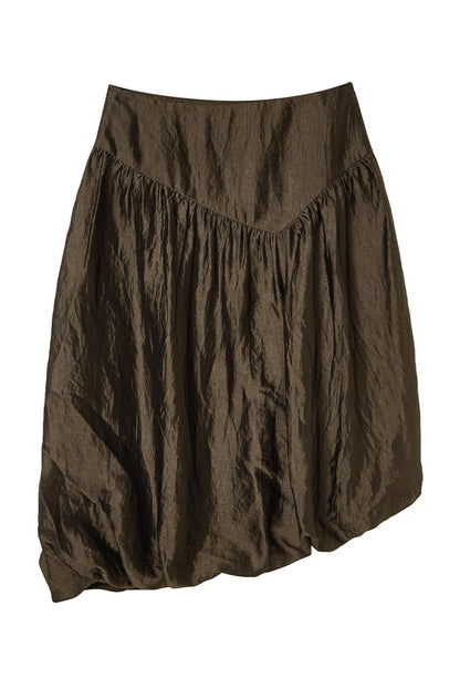 Brown Cowl Neck Camisole and Irregular Skirt Set
